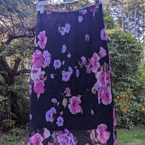 B.I.Y.A.Y.C.D.A. Black and Pink Floral Skirt Size Medium